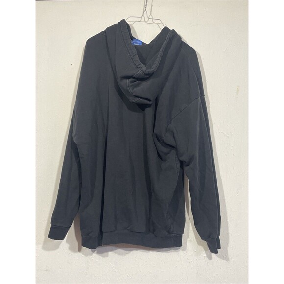 Adidas Trefoil Leaf Logo Unisex Size L Black Pullover Hoodie Sweat Shirt - Picture 3 of 3